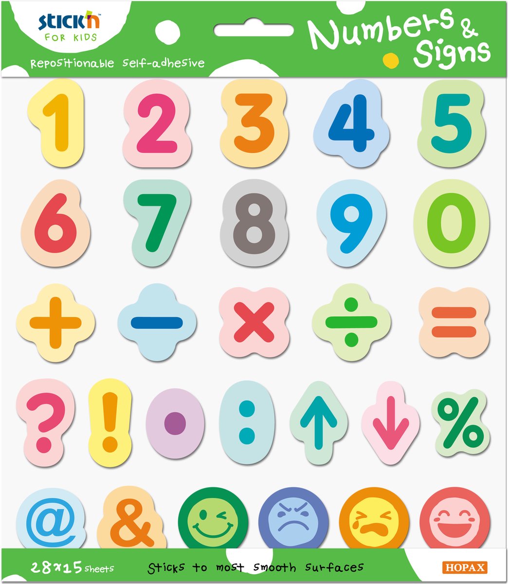 Stickn Kleurrijke Sticky Notes - Educatief Speelgoed - Stickerboek - Nummers - Tekens - Smileys